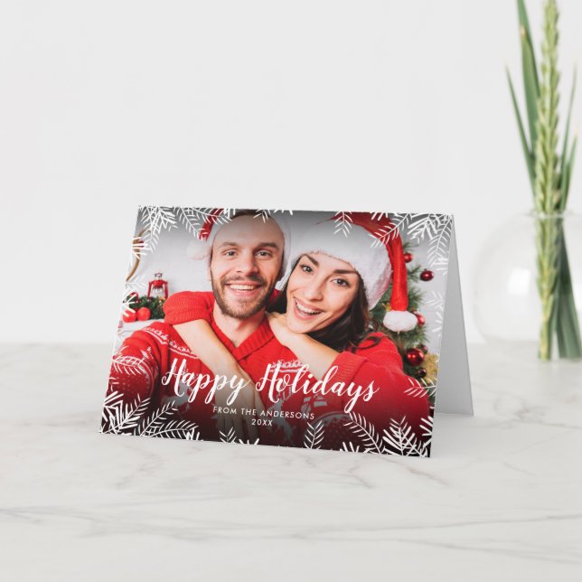 Cartes Pour Fêtes Annuelles Joyeuses fêtes Noël Foliage Photo (Devant)