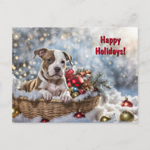 Cartes Pour Fêtes Annuelles Joyeuses fêtes Noël mignon Pitbull Chien chiot