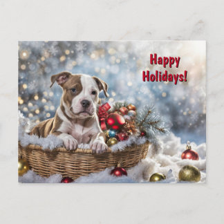 Cartes Pour Fêtes Annuelles Joyeuses fêtes Noël mignon Pitbull Chien chiot
