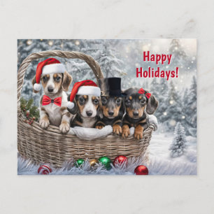 Cartes Pour Fêtes Annuelles Joyeuses fêtes Noël mignonne chiots Dachshund