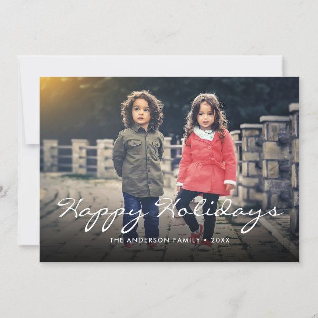 Cartes Pour Fêtes Annuelles Joyeuses fêtes Noël Script Typographie Photo (Devant)