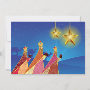 Cartes Pour Fêtes Annuelles Joyeuses Fêtes   Nuit Silencieuse Les Trois Sages