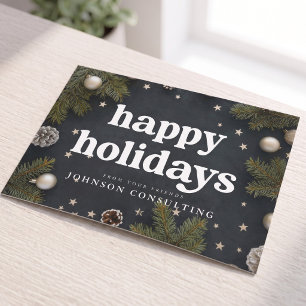 Cartes Pour Fêtes Annuelles Joyeuses Fêtes Ornements de Noël modernes et pin