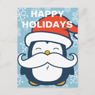 Cartes Pour Fêtes Annuelles Joyeuses fêtes Penguin Mustache tendance