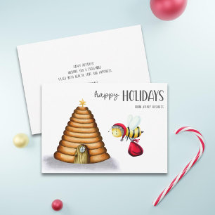 Cartes Pour Fêtes Annuelles Joyeuses Fêtes Père Noël Abeille Noël