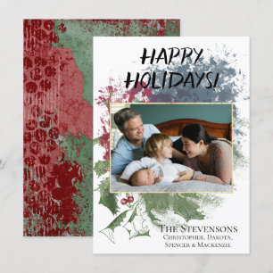 Cartes Pour Fêtes Annuelles Joyeuses fêtes Photo moderne de Noël Grunge Chic