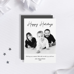 Cartes Pour Fêtes Annuelles Joyeuses Fêtes Photo Noir et Blanc Minimaliste