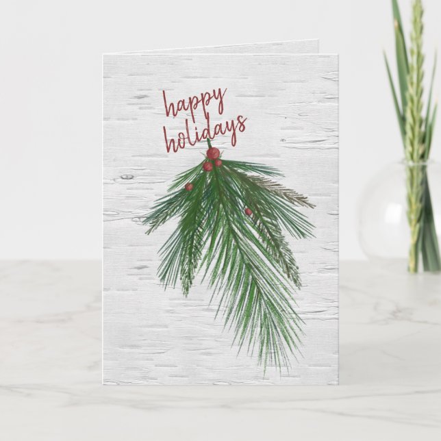 Cartes Pour Fêtes Annuelles Joyeuses Fêtes Pin sur Birche (Devant)