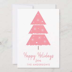 Cartes Pour Fêtes Annuelles Joyeuses fêtes Pink Christmas Tree Snowflakes