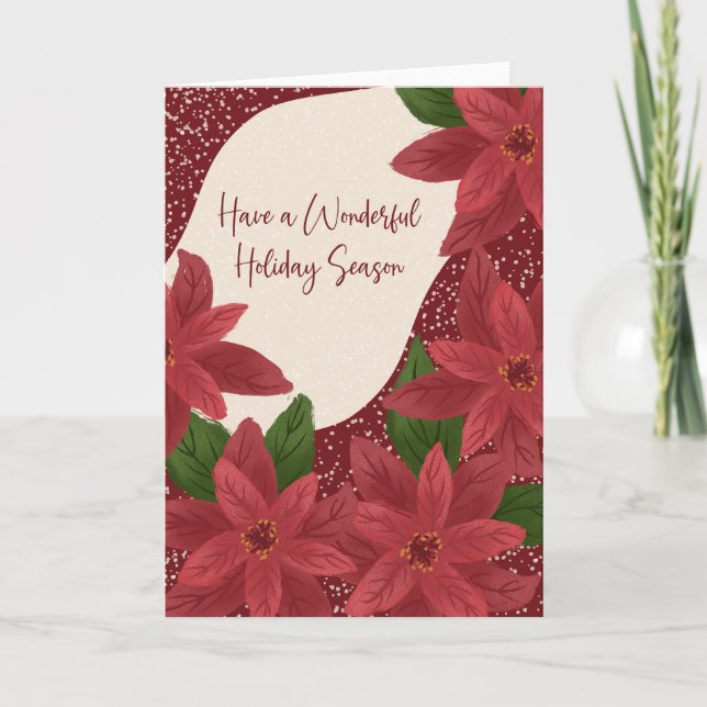 Cartes Pour Fêtes Annuelles Joyeuses Fêtes Poinsettias (Devant)