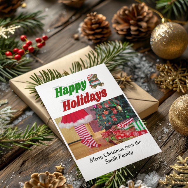 Cartes Pour Fêtes Annuelles Joyeuses fêtes Portez Noël typographie photo (Créateur téléchargé)