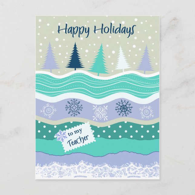 Cartes Pour Fêtes Annuelles Joyeuses fêtes pour enseignant Snowflakes Scrapboo (Devant)