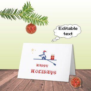 Cartes Pour Fêtes Annuelles Joyeuses fêtes rameur apportant un cadeau
