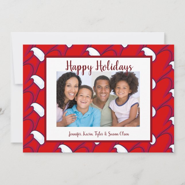 Cartes Pour Fêtes Annuelles Joyeuses fêtes Red Mittens Photo & Greeting (Devant)