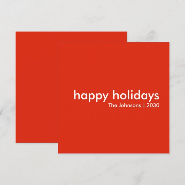 Cartes Pour Fêtes Annuelles Joyeuses fêtes | Red Modern Style Noël (Devant / Derrière)
