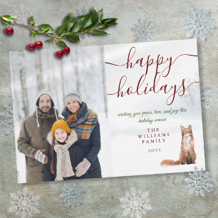 Cartes Pour Fêtes Annuelles Joyeuses Fêtes Renard d'Hiver Photo de Noël Vacanc
