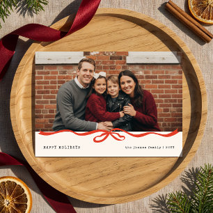 Cartes Pour Fêtes Annuelles Joyeuses Fêtes Ruban Gingham Photo de Famille Noël
