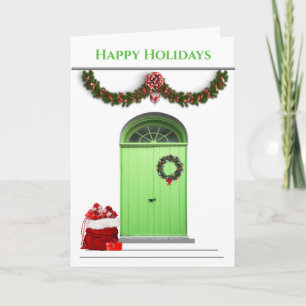 Cartes Pour Fêtes Annuelles Joyeuses Fêtes Sac du Père Noël Portes Vertes Noël