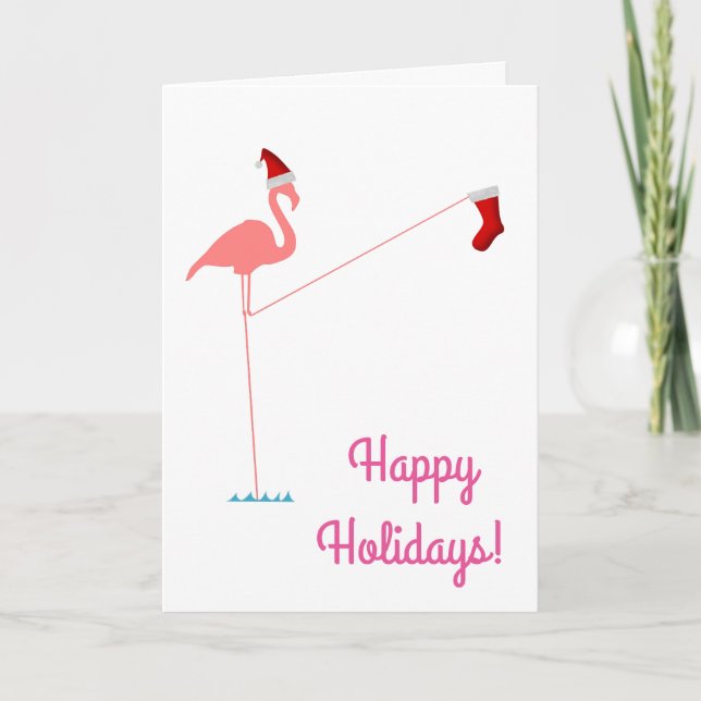 Cartes Pour Fêtes Annuelles Joyeuses fêtes ! - Silhouette Flamant rose rose (Devant)