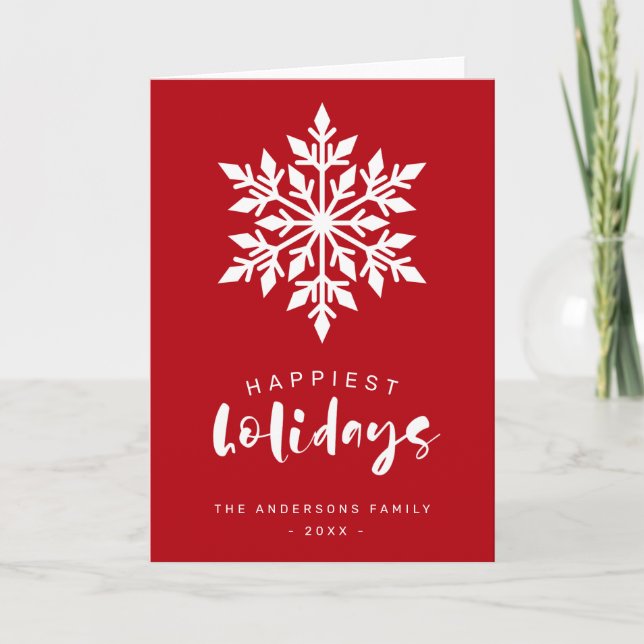 Cartes Pour Fêtes Annuelles Joyeuses fêtes Snowflake Custom Red Business (Devant)