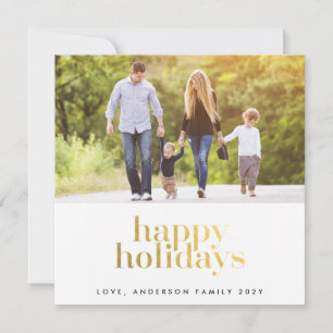 Cartes Pour Fêtes Annuelles Joyeuses Fêtes Tag Or Étiquette Photo de Noël en O