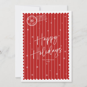 Cartes Pour Fêtes Annuelles Joyeuses Fêtes Timbre Vintage Rayures Rouges