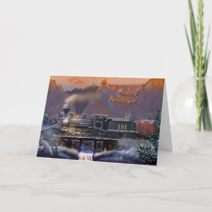 Cartes Pour Fêtes Annuelles Joyeuses fêtes ! Train à vapeur du Colorado/neige