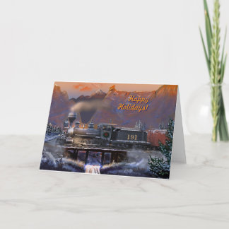 Cartes Pour Fêtes Annuelles Joyeuses fêtes ! Train à vapeur du Colorado/neige