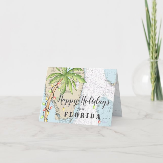 Cartes Pour Fêtes Annuelles Joyeuses Fêtes Tropicales et Nautiques de Floride (Devant)