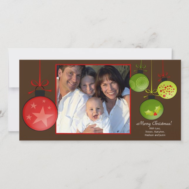 Cartes Pour Fêtes Annuelles Joyeuses fêtes uniques Noël Oraments Photo Car (Devant)