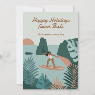 Cartes Pour Fêtes Annuelles Joyeuses Fêtes Vagues Tropicales de Surf Vintage