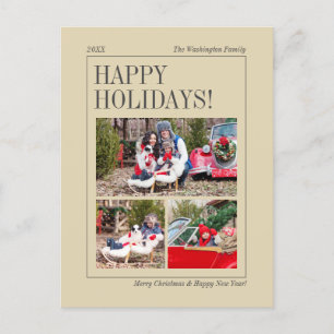 Cartes Pour Fêtes Annuelles Joyeuses fêtes ! Vintage Noël Salutation 3 Photo