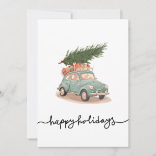 Cartes Pour Fêtes Annuelles Joyeuses Fêtes Voiture Ancienne Style Dessin Animé