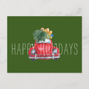 Cartes Pour Fêtes Annuelles Joyeuses Fêtes Voiture Rouge Personnalisable