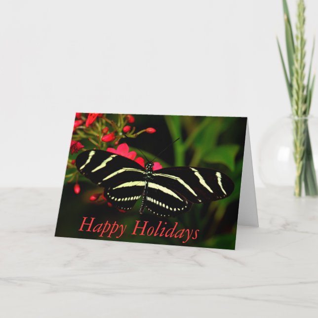 Cartes Pour Fêtes Annuelles Joyeuses Fêtes Zebra Long-Wing (Devant)