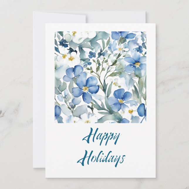 Cartes Pour Fêtes Annuelles Joyeuses Fleurs de Fêtes Aquarelle Joyeux Noël (Devant)