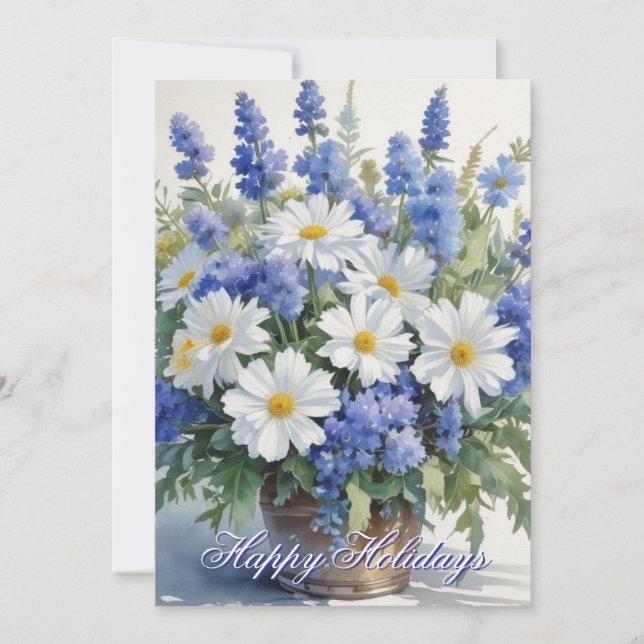 Cartes Pour Fêtes Annuelles Joyeuses Fleurs de Fêtes Aquarelle Joyeux Noël (Devant)