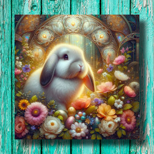 Cartes Pour Fêtes Annuelles Joyeuses Fleurs de Pâques Bunny Art Nouveau Pâques