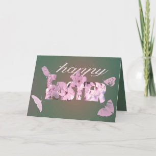 Cartes Pour Fêtes Annuelles Joyeuses Fleurs De Pâques Et Papillons
