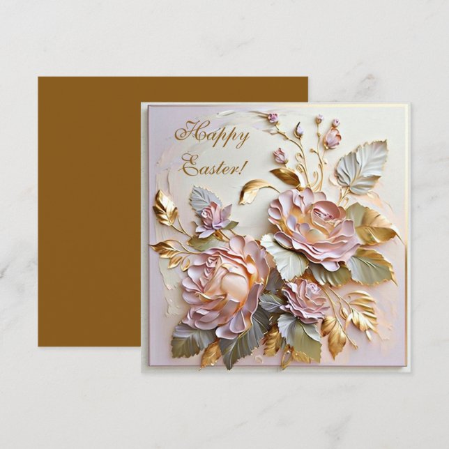 Cartes Pour Fêtes Annuelles Joyeuses fleurs florales de Pâques (Devant / Derrière)