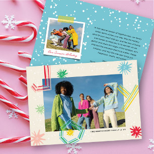 Cartes Pour Fêtes Annuelles Joyeuses Lignes et Pom Poms Colorées Fun