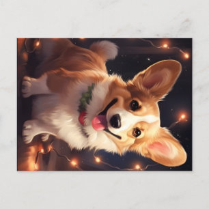 Cartes Pour Fêtes Annuelles Joyeuses lumières de Noël Corgi
