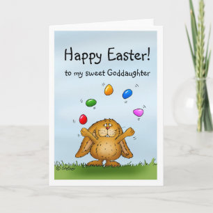 Cartes Pour Fêtes Annuelles Joyeuses Pâques à mon lapin mignon de filleule
