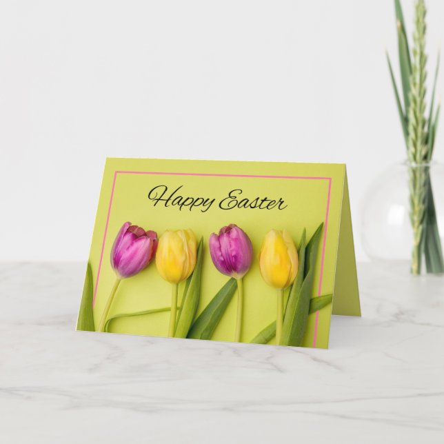 Cartes Pour Fêtes Annuelles Joyeuses Pâques à toute personne jolie tulipes (Devant)