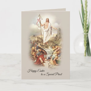 Cartes Pour Fêtes Annuelles Joyeuses Pâques à un Prêtre Catholique Spécial Car