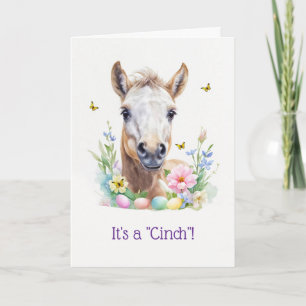 Cartes Pour Fêtes Annuelles Joyeuses Pâques Adorable Poulain Poney Cheval avec