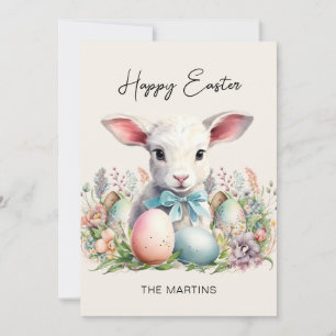 Cartes Pour Fêtes Annuelles Joyeuses Pâques agneau œufs pastel vintage