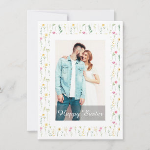 Cartes Pour Fêtes Annuelles Joyeuses Pâques avec une photo élégante de fleurs