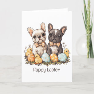 Cartes Pour Fêtes Annuelles Joyeuses Pâques Bouledogues Français