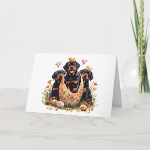 Cartes Pour Fêtes Annuelles Joyeuses Pâques Chiens Rottweiler